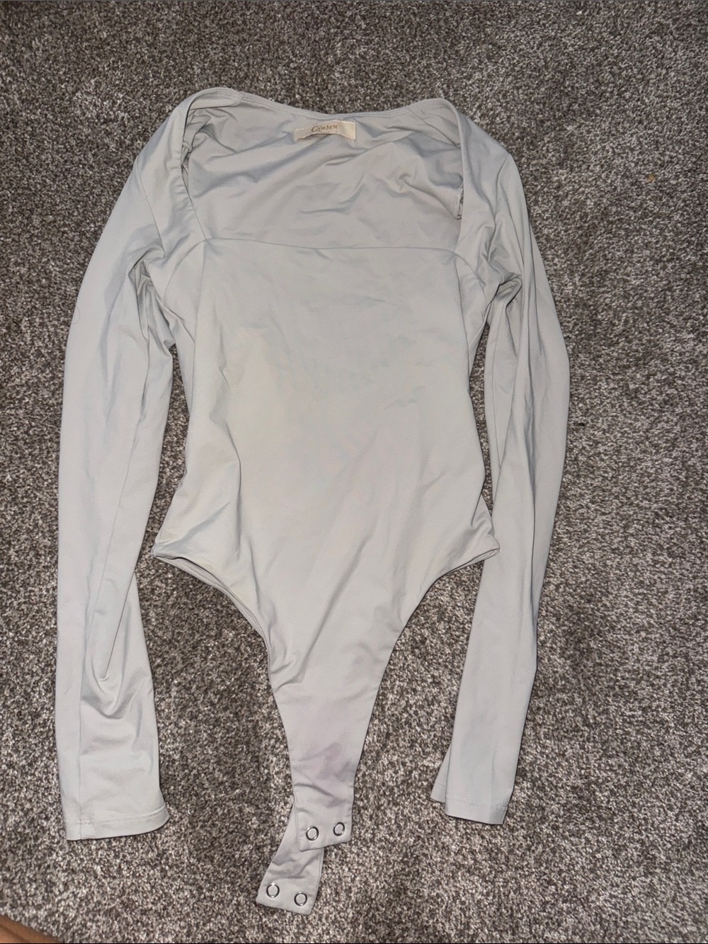 Long Sleeve Light Blue Women's Bodysuit with Snap Closure